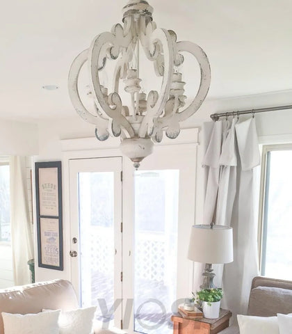 Antique White Style Chandelier Φ 19.7″ - Genteel, Optimized-1-Yiosilamp