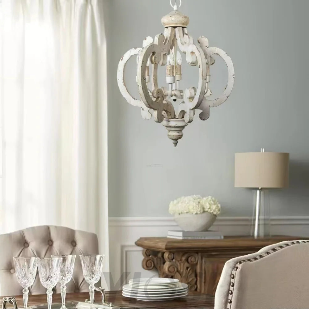 Antique White Style Chandelier Φ 19.7″ - Genteel, Optimized-1-Yiosilamp