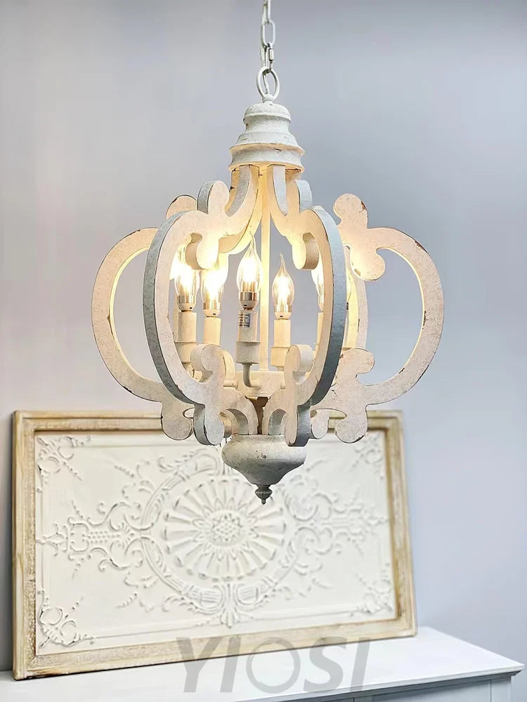 Antique White Style Chandelier Φ 19.7″ - Genteel, Optimized-1-Yiosilamp