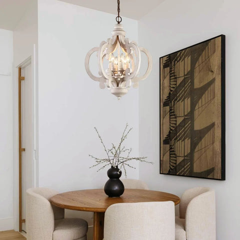 Antique White Style Chandelier Φ 19.7″ - Genteel, Optimized-1-Yiosilamp