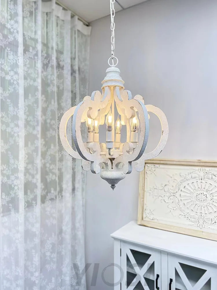 Antique White Style Chandelier Φ 19.7″ - Genteel, Optimized-1-Yiosilamp