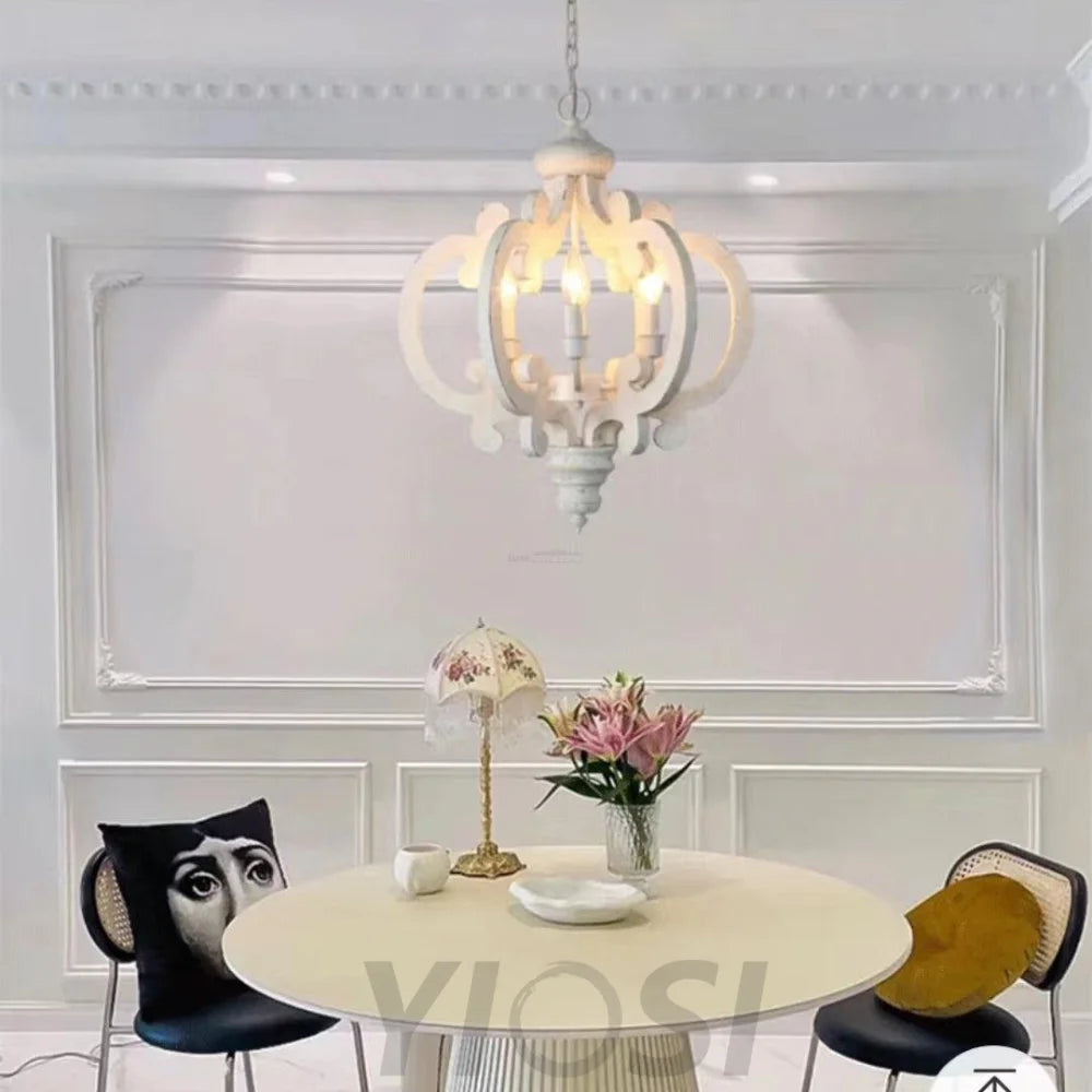 Antique White Style Chandelier Φ 19.7″ - Genteel, Optimized-1-Yiosilamp