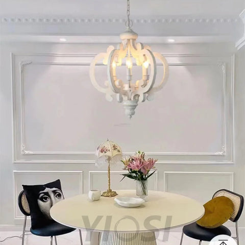 Antique White Style Chandelier Φ 19.7″ - Genteel, Optimized-1-Yiosilamp