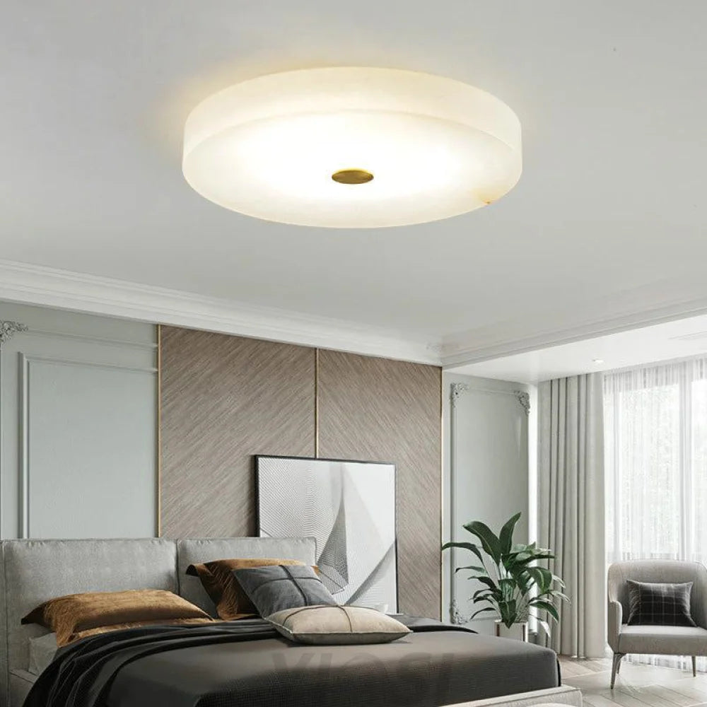 Apollo Modern Round Alabaster Flush Mounted Chandelier