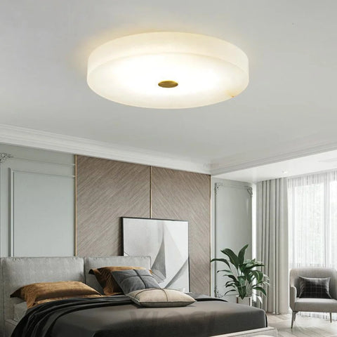 Apollo Modern Round Alabaster Flush Mounted Chandelier