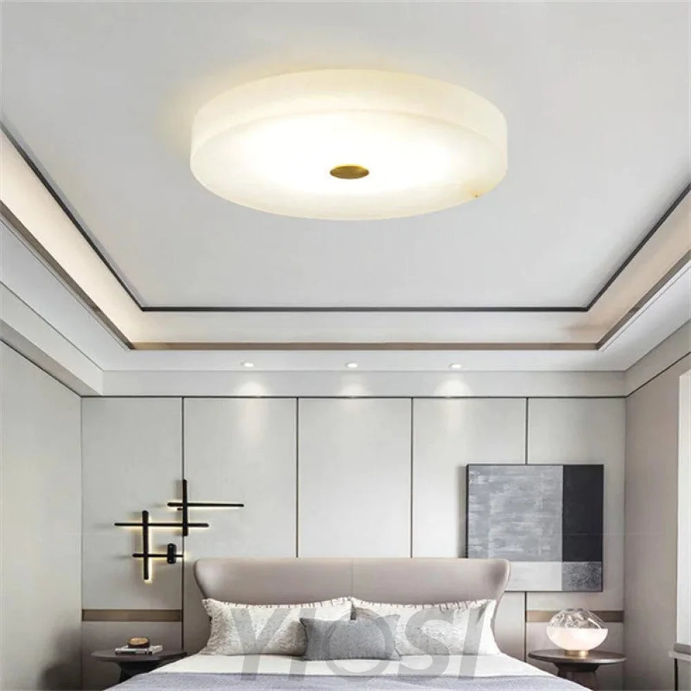 Apollo Modern Round Alabaster Flush Mounted Chandelier