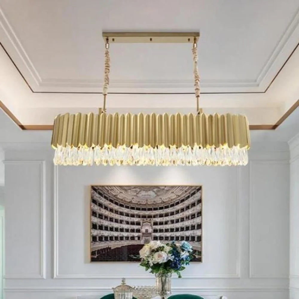 chandelier over kitchen island