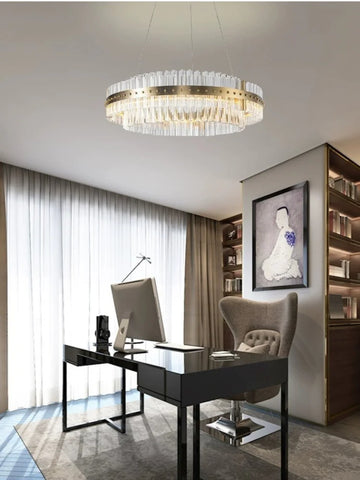 Aquinox 2-Tier Round Crystal Ring LED Chandelier - -1-Yiosilamp