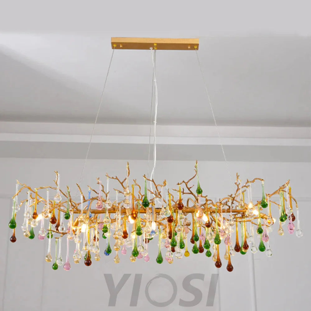 Vitia Colorful Crystal Linear Branch Chandelier