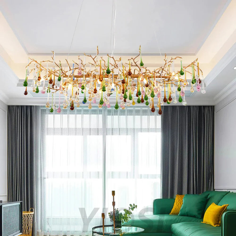 Vitia Colorful Crystal Linear Branch Chandelier