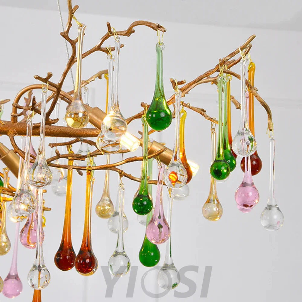 Vitia Colorful Crystal Linear Branch Chandelier