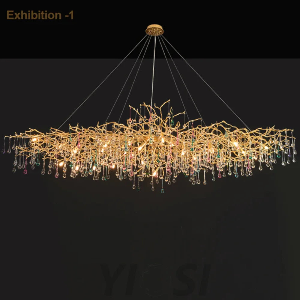 Vitia Colorful Crystal Raindrop Aluminum Branch Chandelier