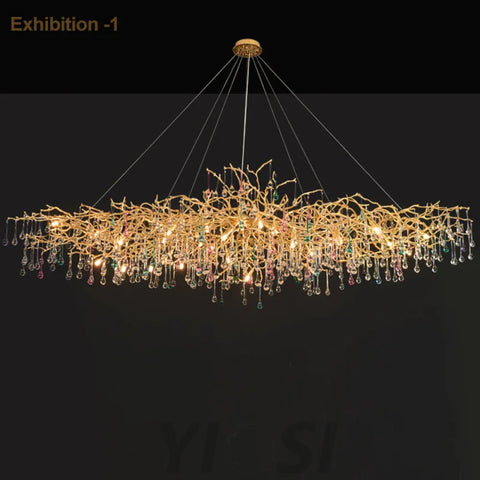 Vitia Colorful Crystal Raindrop Aluminum Branch Chandelier