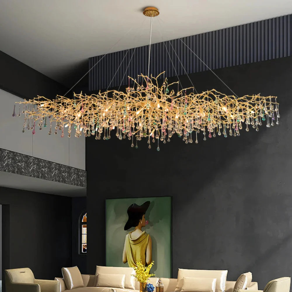 Vitia Colorful Crystal Raindrop Aluminum Branch Chandelier