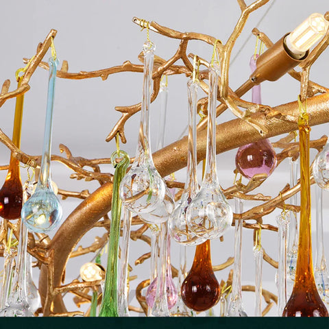 Vitia Colorful Crystal Raindrop Branch Chandelier