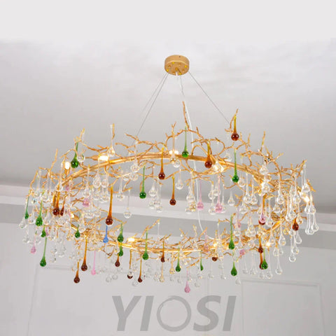 Vitia Colorful Crystal Raindrop Branch Chandelier