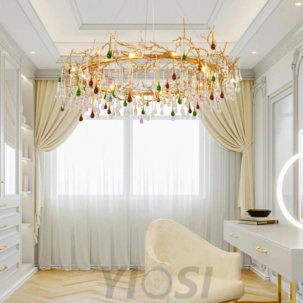 Vitia Colorful Crystal Raindrop Branch Chandelier