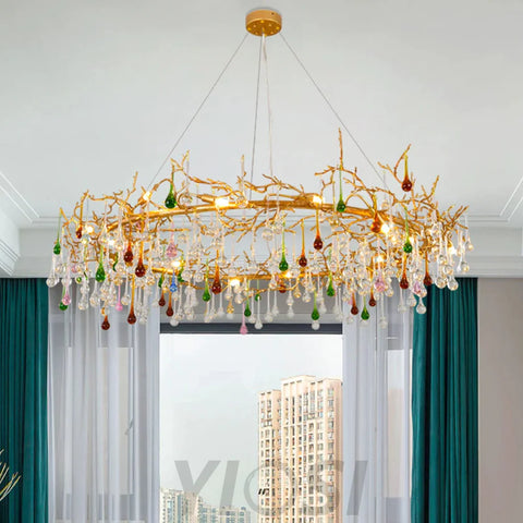 Vitia Colorful Crystal Raindrop Branch Chandelier