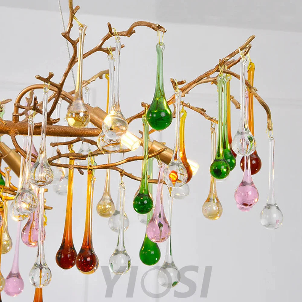 Vitia Colorful Crystal Raindrop Branch Chandelier