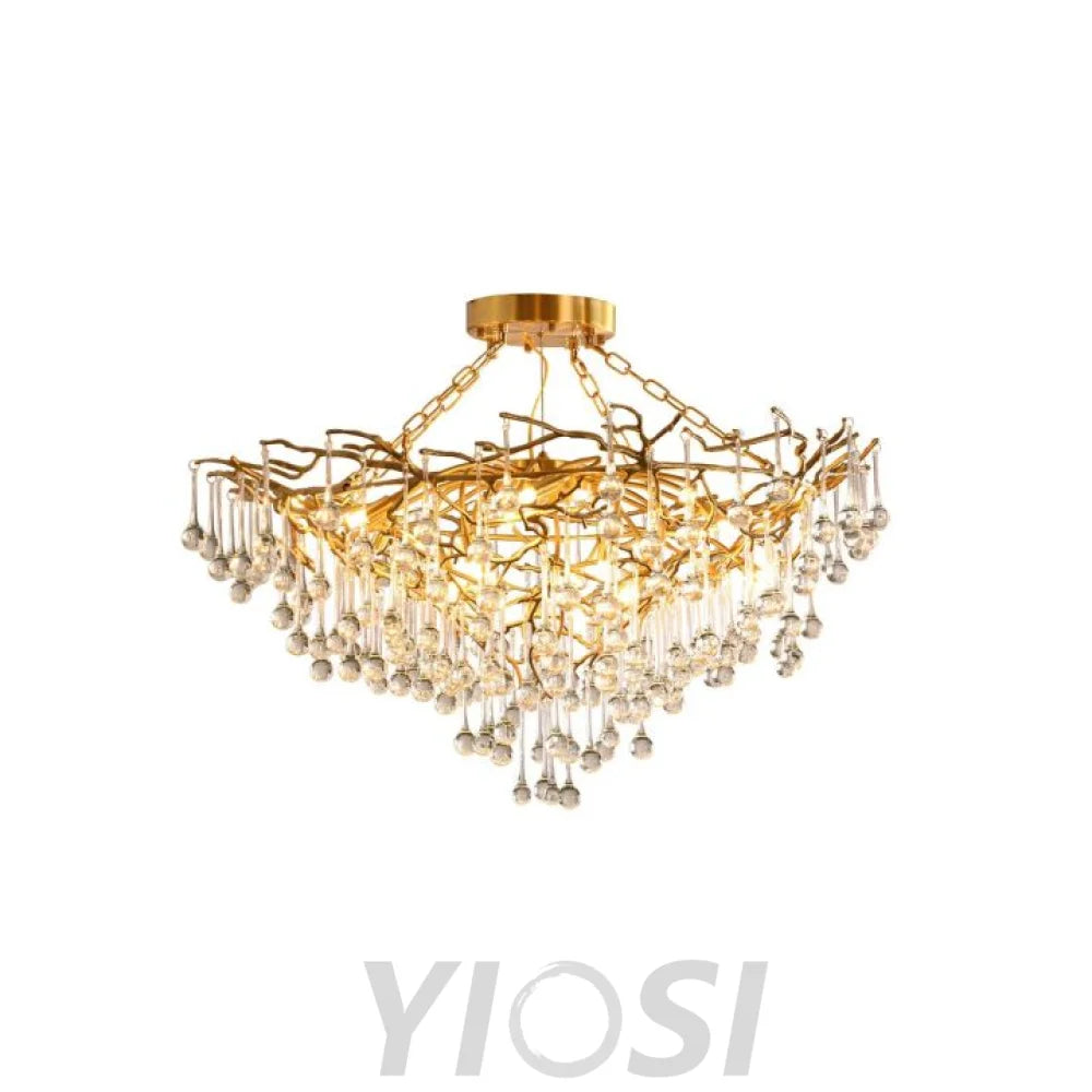 Anita Modern Brass Crystal Round Branch Chandelier Chandeliers For Dining Room Stairways Foyer