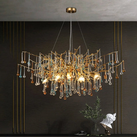 Modern Crystal Chandelier Round Branch Lighting