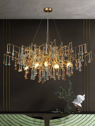 Modern Crystal Chandelier Round Branch Lighting