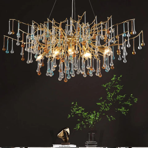 Modern Crystal Chandelier Round Branch Lighting