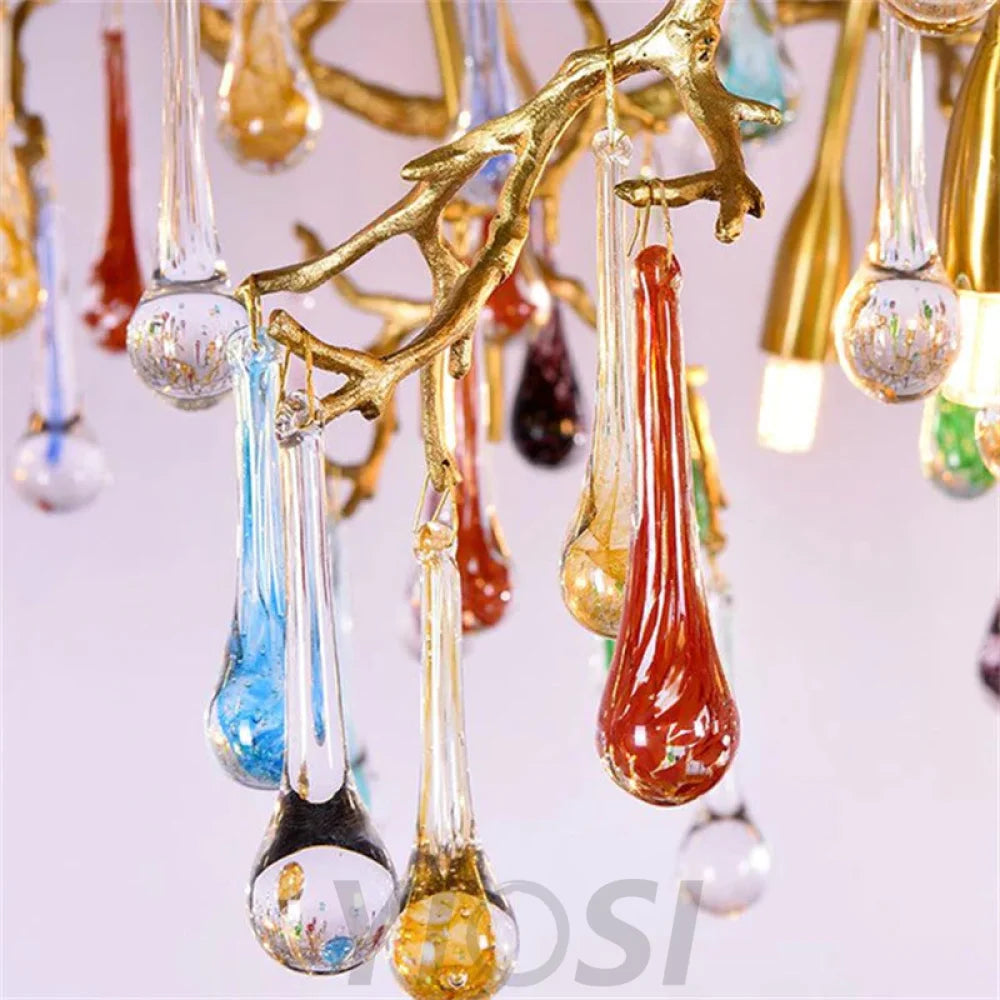 Melody Modern Linear Colorful Crystal Branch Chandelier