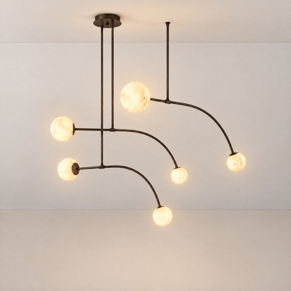 Arc Orb Alabaster Pendant Light