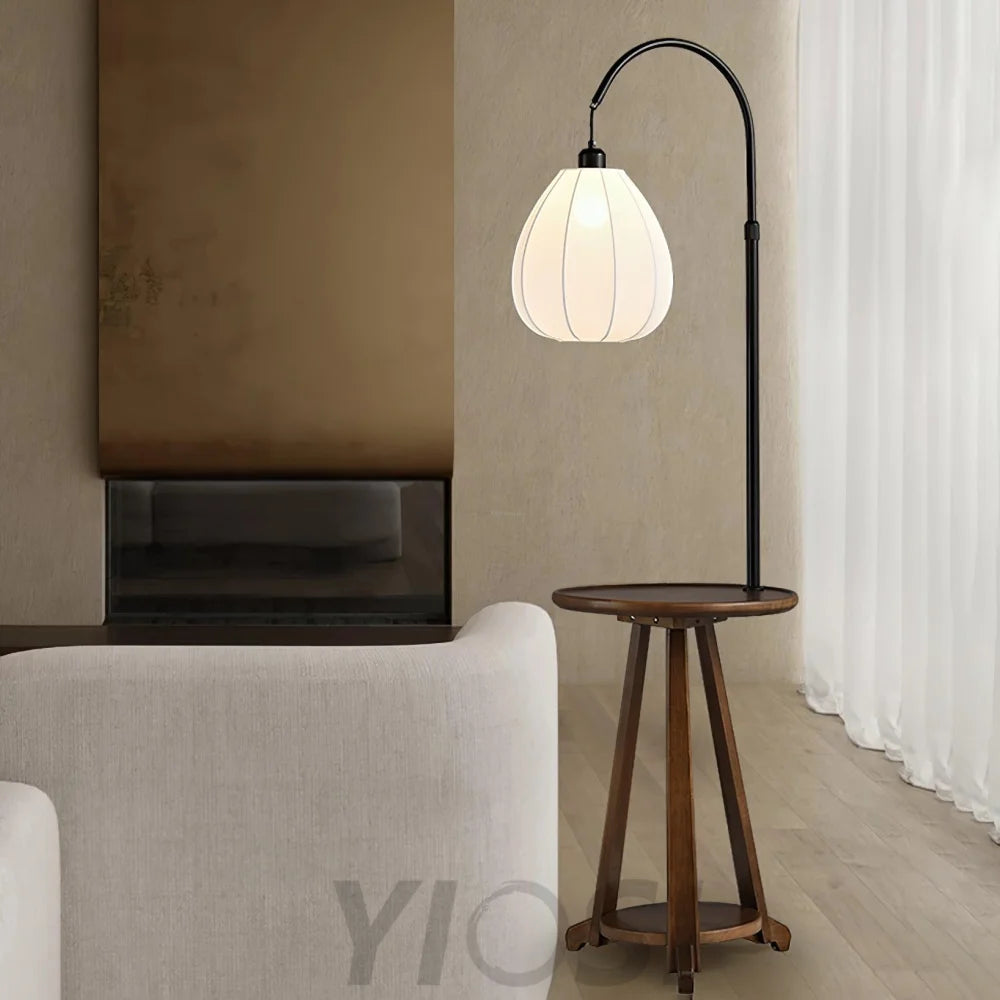 Arc Side Table Floor Lamp ∅ 16.5″ - Wood-1-Yiosilamp