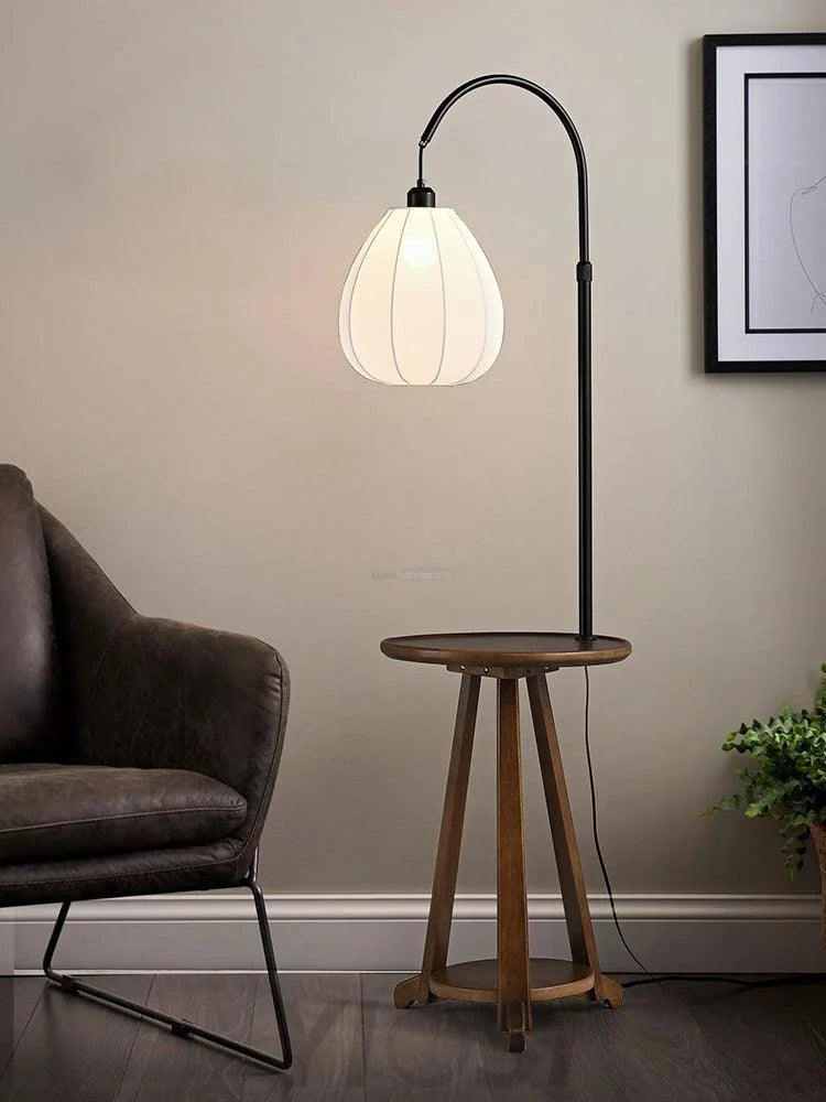 Arc Side Table Floor Lamp ∅ 16.5″ - Wood-1-Yiosilamp