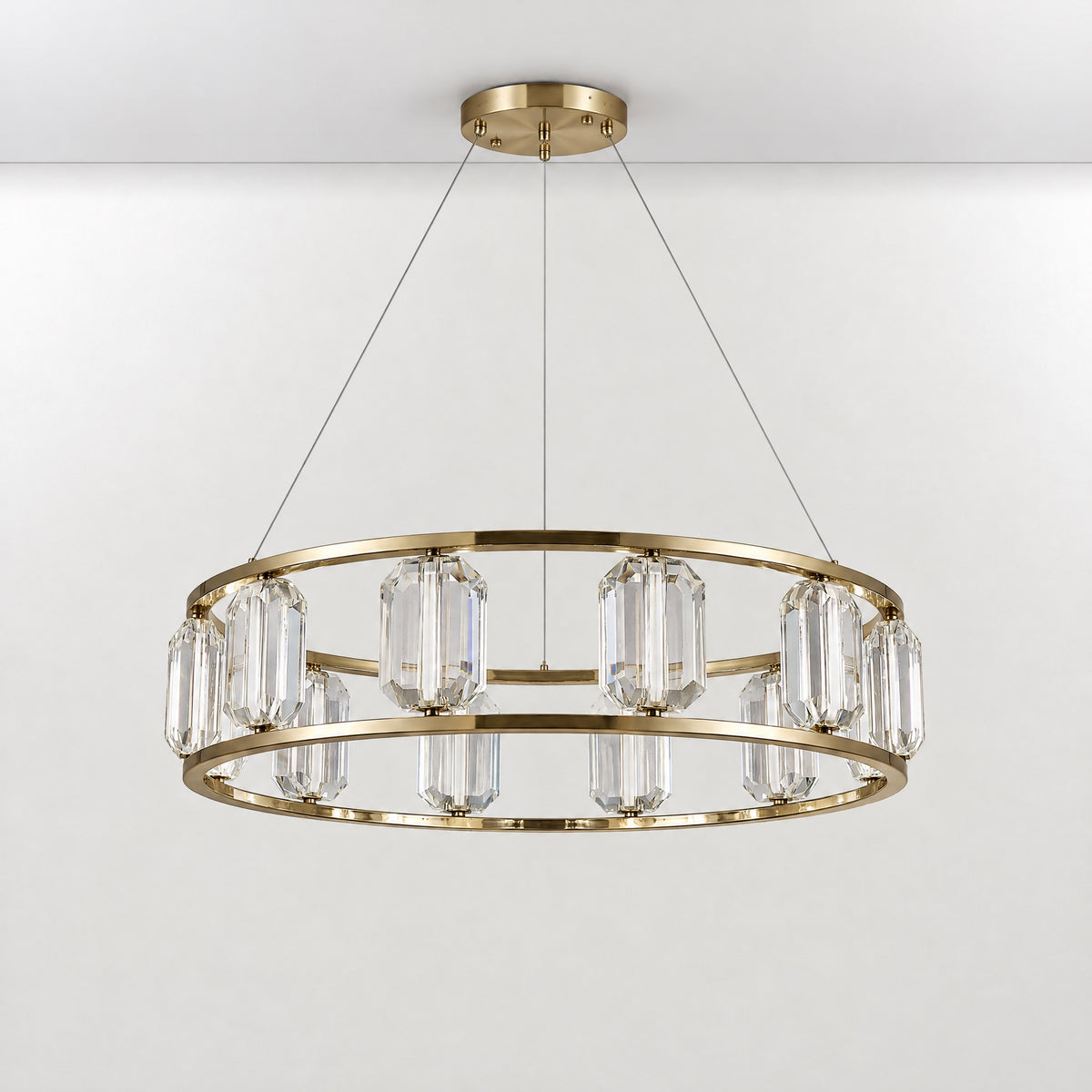 Arcus Contemporary Crystal Chandelier – lights off