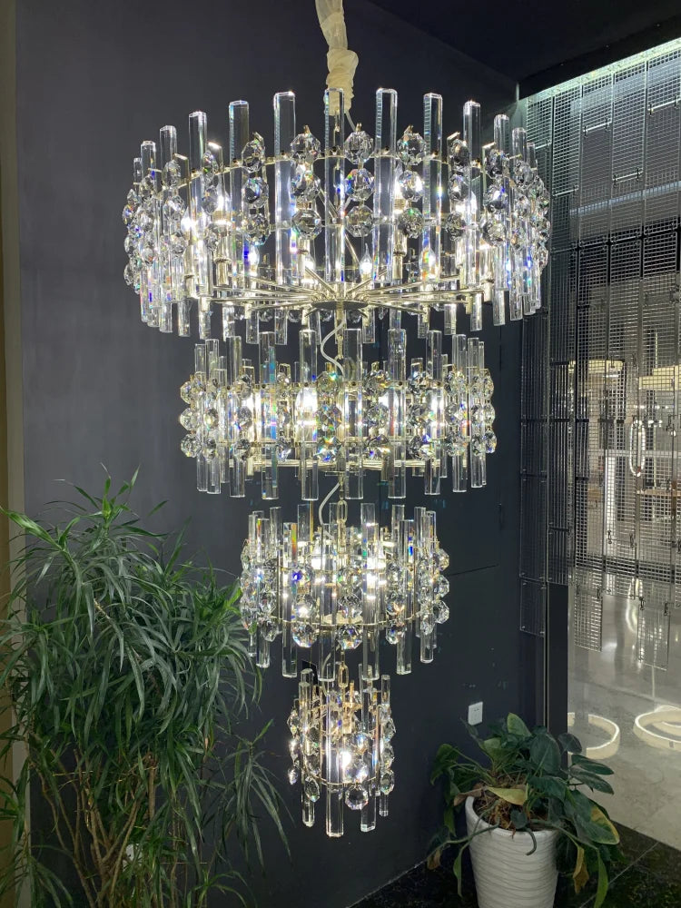 Ariel Gem Foyer Crystal Chandelier - -1-Yiosilamp