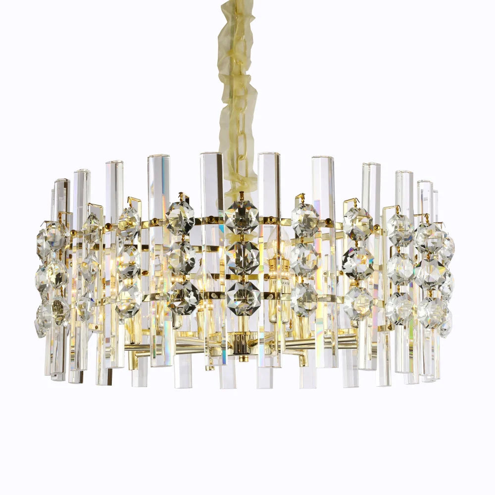 Ariel Gem Round Crystal Chandelier - -1-Yiosilamp