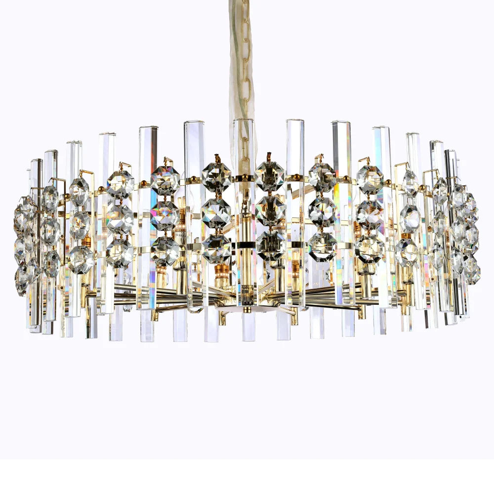 Ariel Gem Round Crystal Chandelier - -1-Yiosilamp