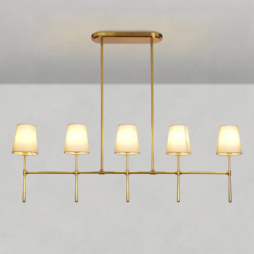 Art Fabric Lamp Shade Rhode Linear Chandelier 50’’ 62’’ 50’’ / Brass Chandelier