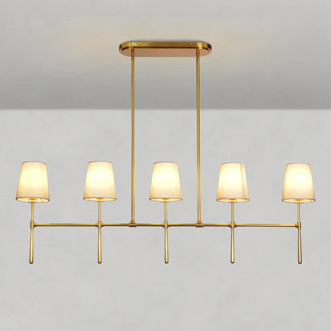 Art Fabric Lamp Shade Rhode Linear Chandelier 50’’ 62’’ 50’’ / Brass Chandelier