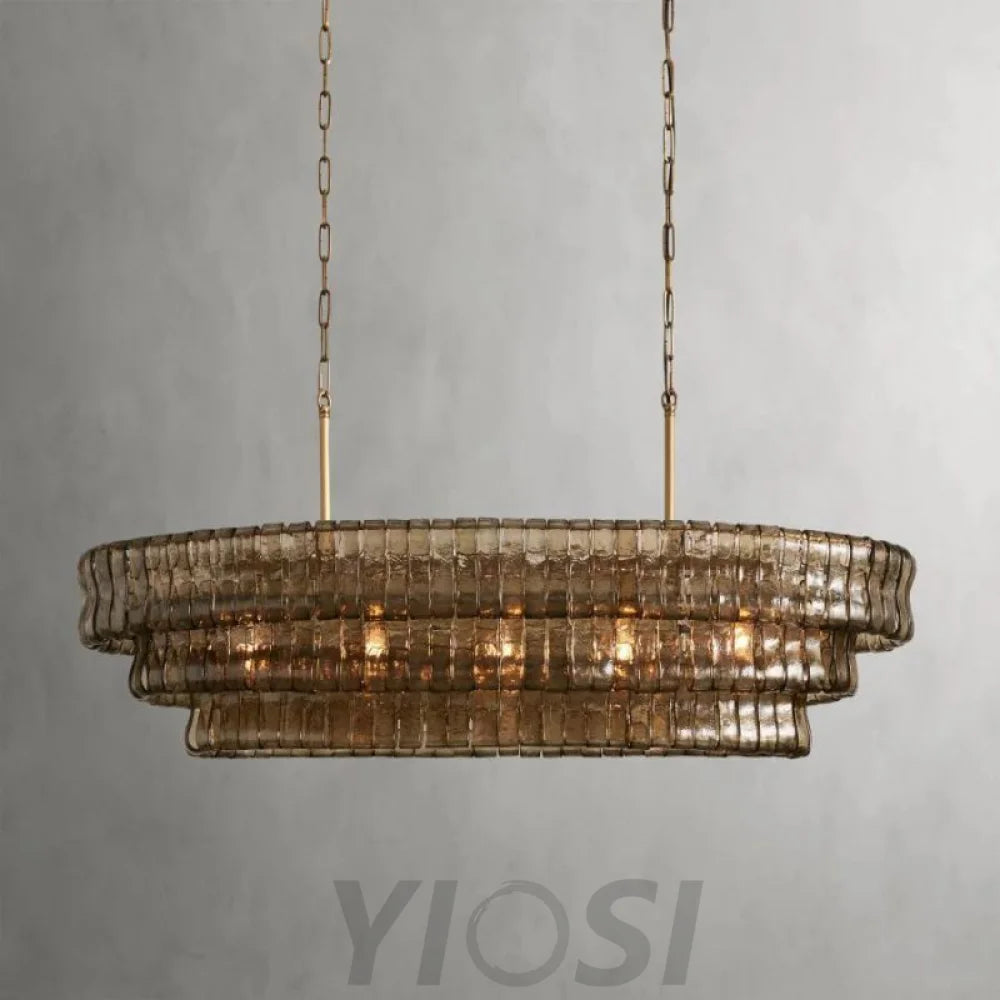 Art Glass Ghiaccio Oval Chandelier Chandelier