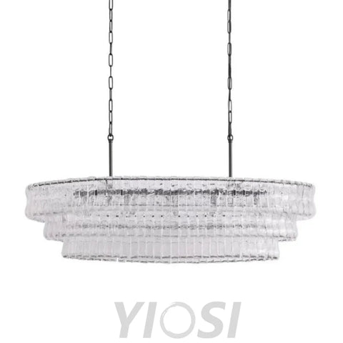 Art Glass Ghiaccio Oval Chandelier Chandelier