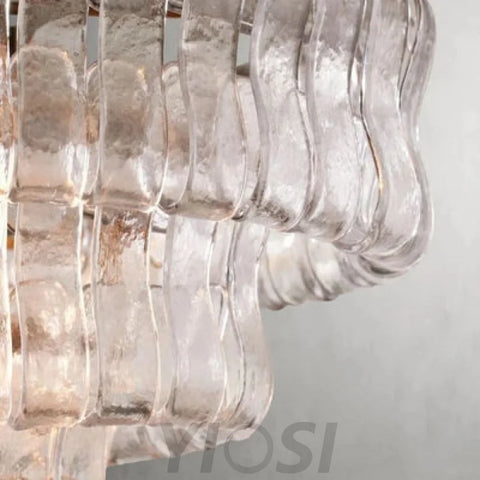 Art Glass Ghiaccio Oval Chandelier Chandelier