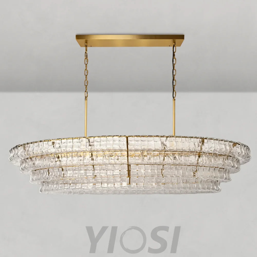 Art Glass Ghiaccio Oval Chandelier Chandelier