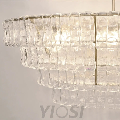 Art Glass Ghiaccio Oval Chandelier Chandelier