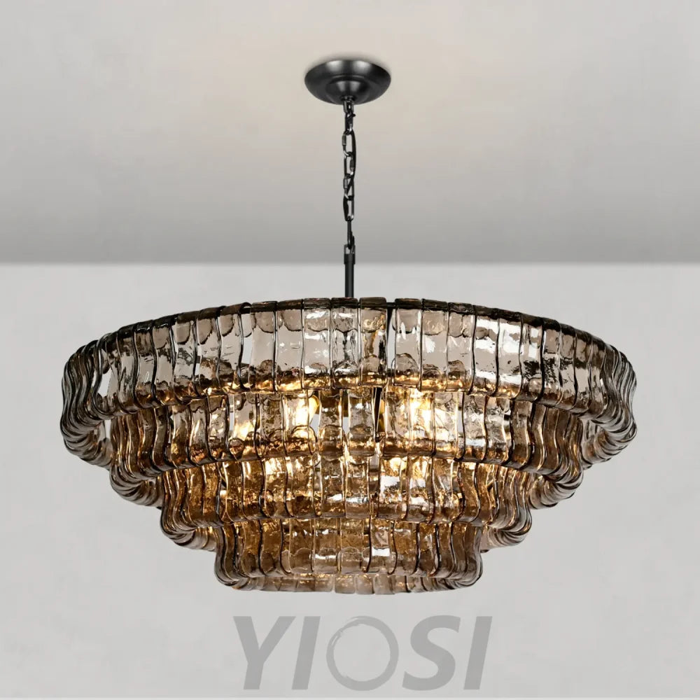 Art Glass Ghiaccio Round Chandelier 36’’ 48’’ 60’’ Chandelier