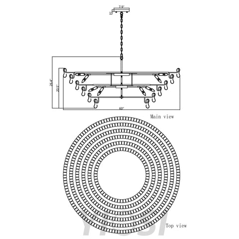 Art Glass Ghiaccio Round Chandelier 36’’ 48’’ 60’’ Chandelier