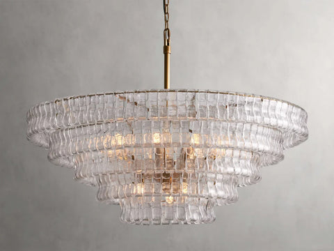 Art Glass Ghiaccio Round Chandelier 36’’ 48’’ 60’’ 48’’ / Brass / Clear Chandelier