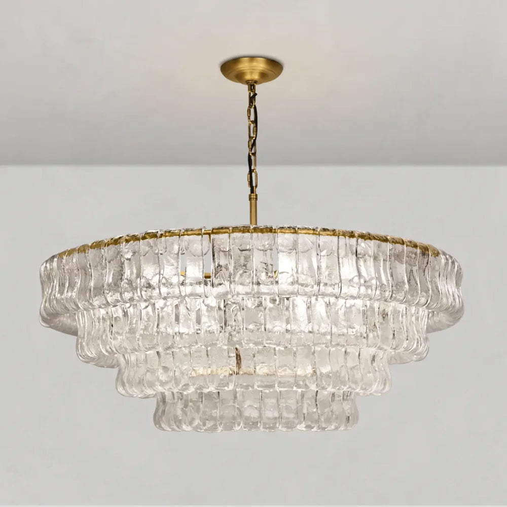 Art Glass Ghiaccio Round Chandelier 36’’ 48’’ 60’’ 36’’ / Brass / Clear Chandelier