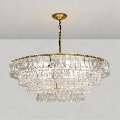 Art Glass Ghiaccio Round Chandelier 36’’ 48’’ 60’’ 60’’ / Brass / Clear Chandelier