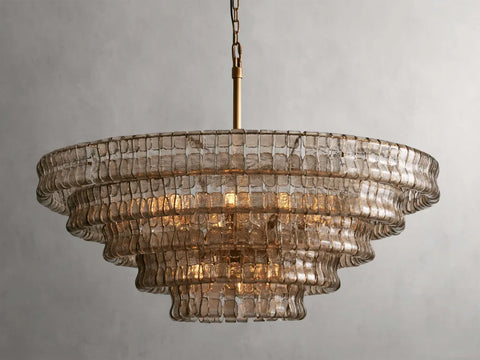 Art Glass Ghiaccio Round Chandelier 36’’ 48’’ 60’’ 48’’ / Brass / Smoke Chandelier