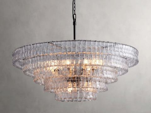 Art Glass Ghiaccio Round Chandelier 36’’ 48’’ 60’’ 48’’ / Bronze / Clear Chandelier