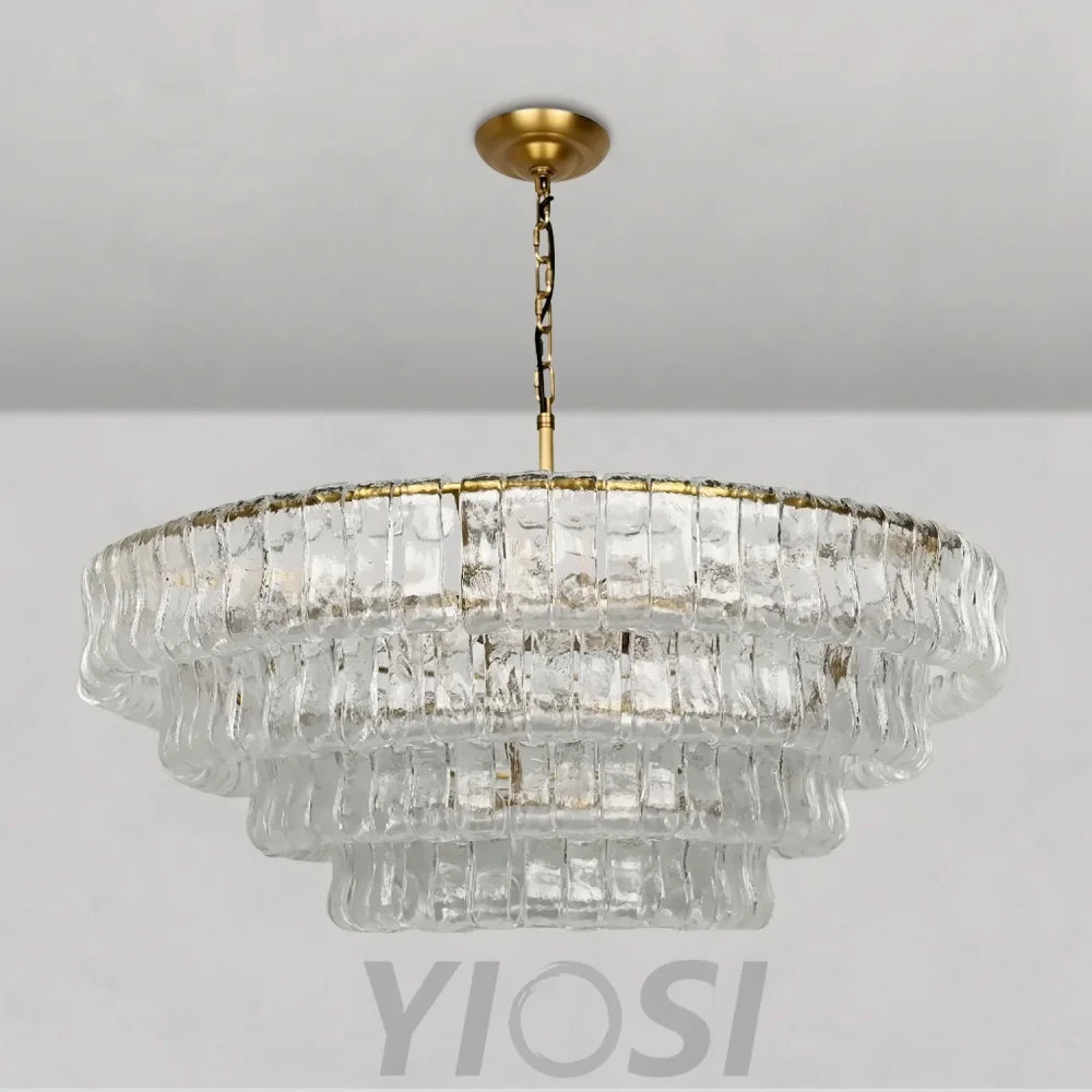 Art Glass Ghiaccio Round Chandelier 50’’ Chandelier